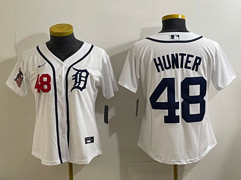 Youth 2025 Detroit Tigers 48 Hunter White Game Nike MLB Jersey style 3